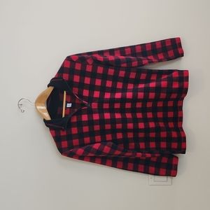 Children's Place Fleece long sleeve half Zip pull over. Red/Black Plaid 14 kids